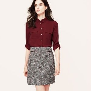 LOFT Tweed Zip Pocket Skirt | Burgundy | 10 Petite